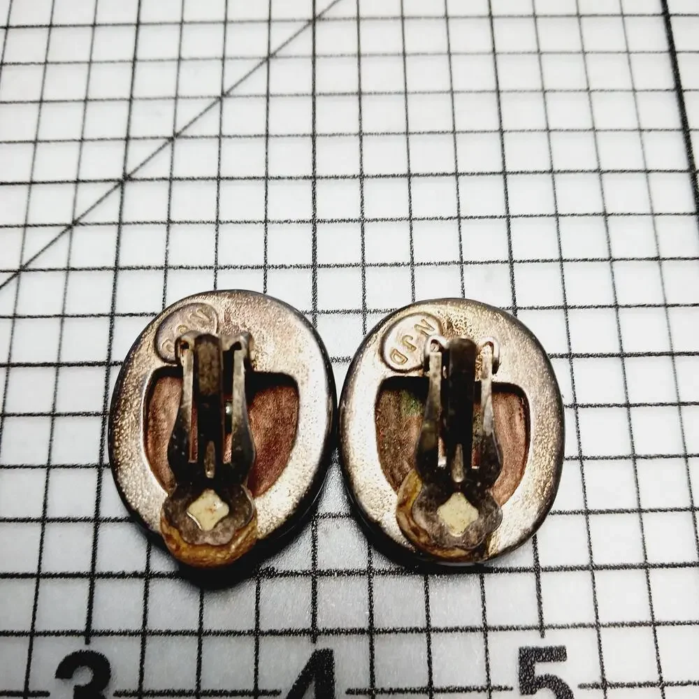 Earrings Clip VTG 80s Norma Jean Designs NJD Brushed Gold Tone Oval Classic Glam